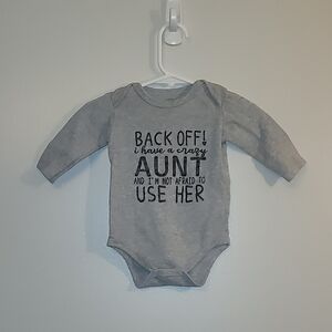 Gray Long Sleeved Bodysuit with Funny Text LOT H
